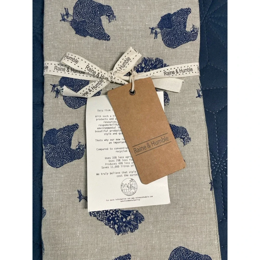 Raine And Humble HENRIETTA TABLE RUNNER BLUEBERRY Double Sided 45x150‎ CM